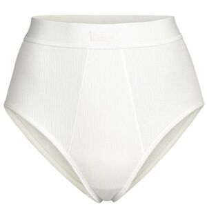 SKIMS Cotton Rib High Waisted Boyfriend Panty Brief Underwear Bone NIP